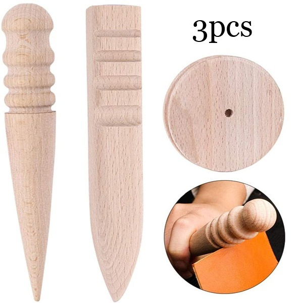 Leather Craft Tool Wood Leather Edge Burnisher Wood Leather Burnisher Tool  Multi-Size Set for Burnishing Leather Projects